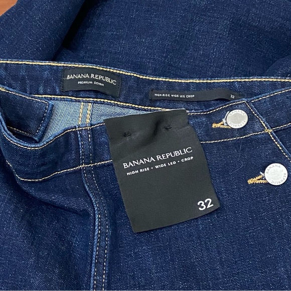 BANANA REPUBLIC High Rise Wide Leg Cropped Sailor Jeans Dark Wash Denim Jeans 32 - Picture 8 of 12